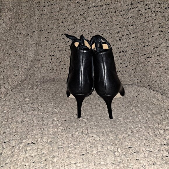 KORS MICHAEL KORS-Black Leather Lace Up Cage Stiletto Booties-Sz 6.5M-NWOB - Picture 6 of 8